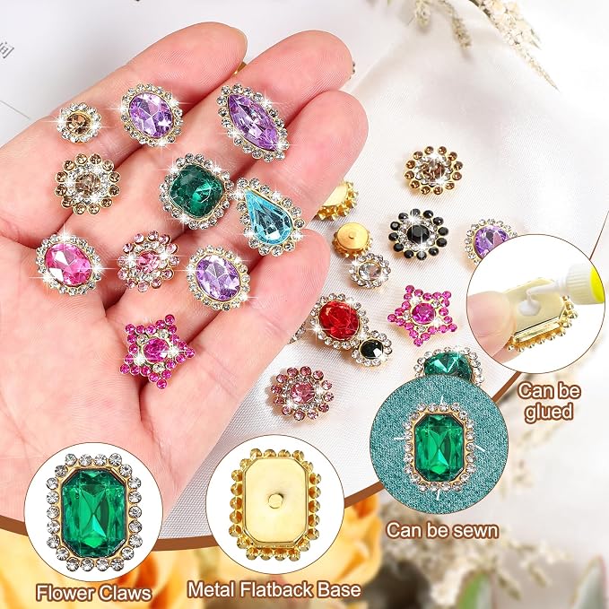 PATIKIL Sew on Rhinestones Crystals, Dark Green - Image 3