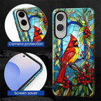 for Samsung Galaxy S25 Edge Case, Stained Glass Cardinal Bird Pattern Glossy 2 - Image 6