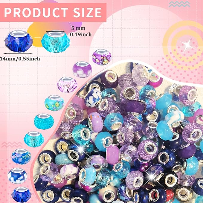 Zyehxed Large Hole Purple Blue Fairy Wand Garden Beads - Image 2