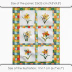 Daffodil Patchwork Cotton Fabric Panel – 6 Designs + Bonus Patchwork Sheet - Image 6
