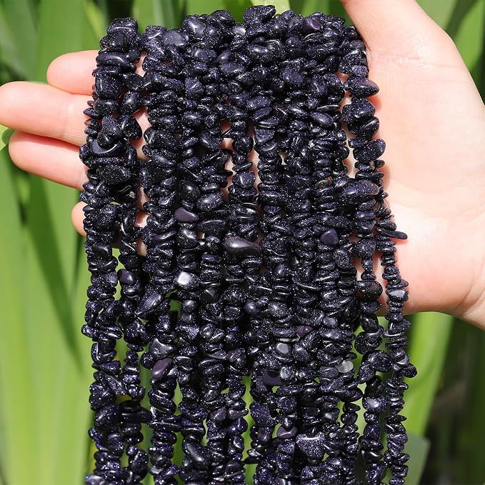 400Pcs 5-8mm Natural Blue Sandstone Chip Stone Beads | Pre-Drilled Irregular - Image 6