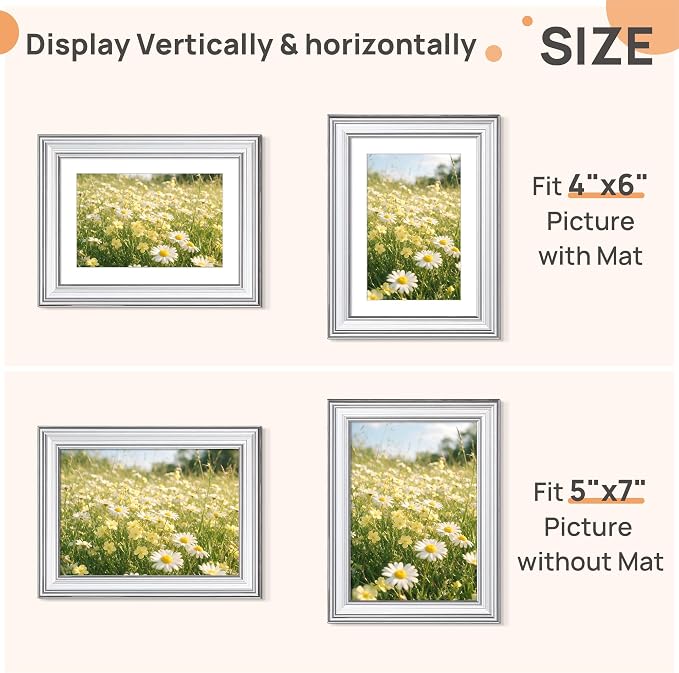 upsimples 5x7 Picture Frame, Vintage Frames Decor, Wall or Tabletop Display - Image 2