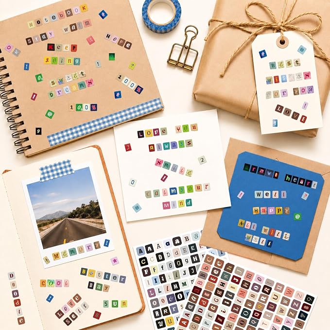 3912 Pcs Letter Stickers for Scrapbook Supplies, Vintage Alphabet Stickers | 36 - Image 5