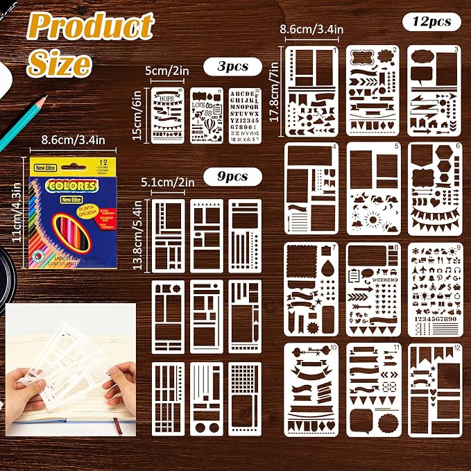 24-Piece Journal Stencils, Planner Stencils Templates - Image 2