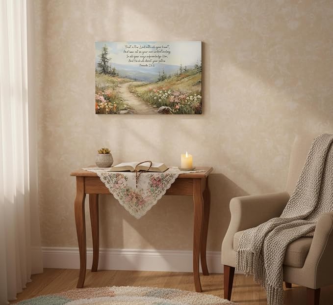 YOXORDQ Christian Bible Floral Canvas Wall Art Scripture Wildflower Picture - Image 5