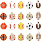 20PCS Sports Charms Enamel Basketball Baseball Pendant Charms by ANGLESJELL