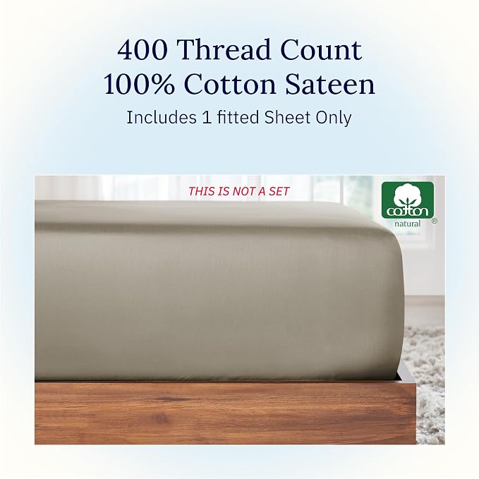California Design Den Fitted Full Sheet Only, Deep Pocket Soft 400 Thread Count - Image 3