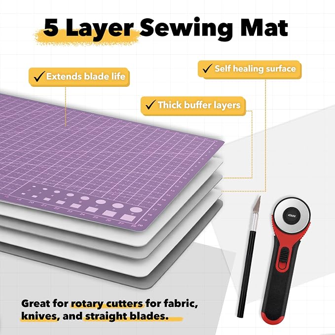 Mandala Crafts Self-Healing Cutting Mat Set – 18" x 24" A2 Purple Pink - Image 4