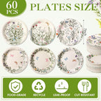 Funnymoom 60 Pcs 7 Inch Vintage Wildflower Paper Plates Retro Flower Plant Herb - Image 2