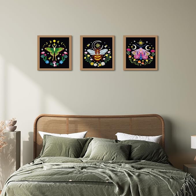 Nuberlic 3 Pack Embroidery Kit for Adults Beginners, Stamped Cross Stitch Moth - Image 8