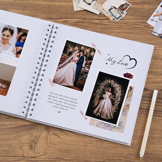 potricher 10 x 10 Inch DIY Scrapbook Album 40 Pages Hardcover Kraft Paper Scrap - Image 3