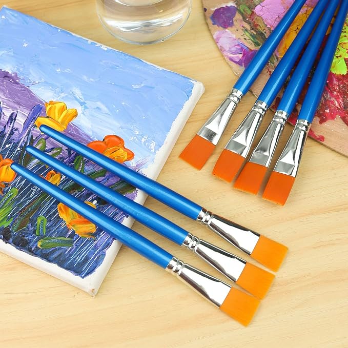 1 inch Flat Paint Brushes for Acrylic Painting, 12 Pieces Large Synthetic Paint - Image 5