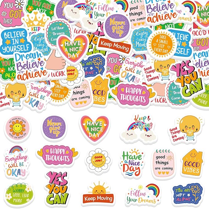 300Pcs Motivational Foam Stickers, Self-Adhesive Inspirational Quotes Sticker by Bonieset