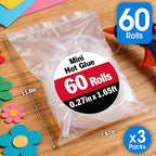 60 Pack Mini Hot Glue Stick Rolls, Each 1.65 FT Long x 0.27" Diameter Glue - Image 6