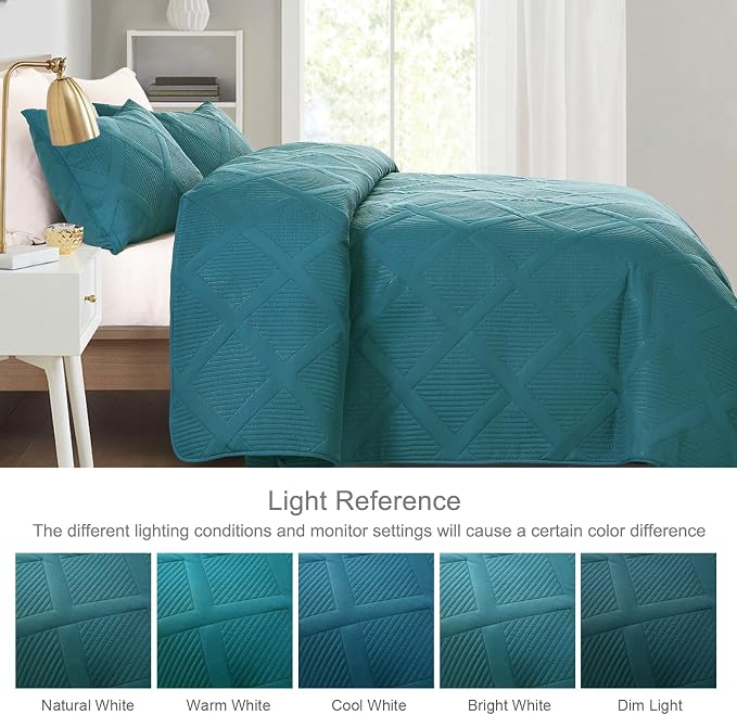 Exclusivo Mezcla Oversized King Quilt Set- Teal Cal King Quilts Bedding Set - Image 3
