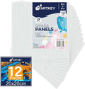 Artkey Canvas Panels 8x8 Inch 12-Pack, 10 oz Primed 100% Cotton White Blank by Artkey