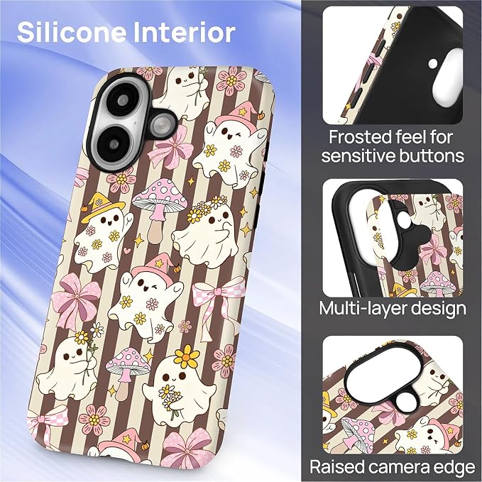 Case for iPhone 16, Scratch Resistant Hybrid Double Layer Hard Shell，Cute - Image 3