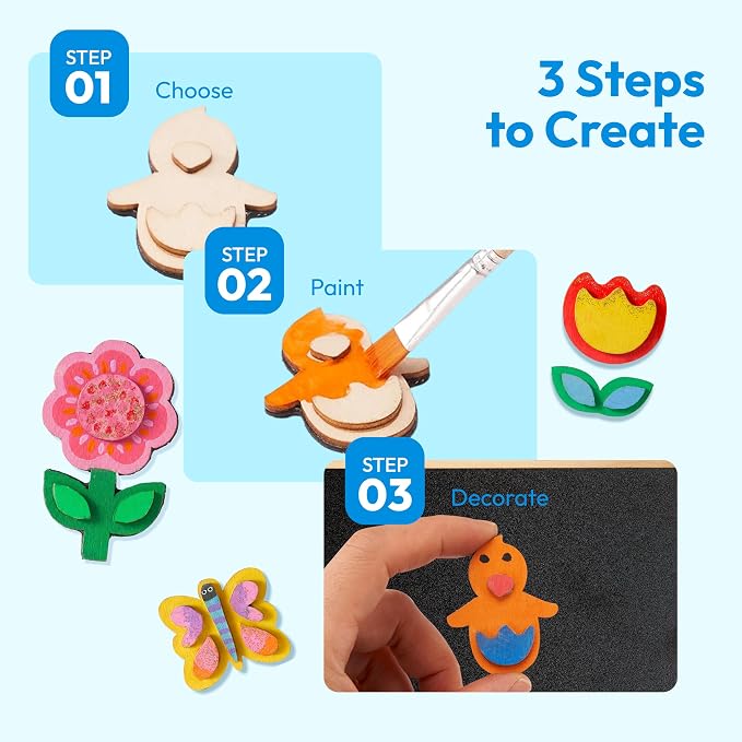 JOYIN 12 Wooden Magnet Creativity Arts & Crafts Painting Kit - Image 3