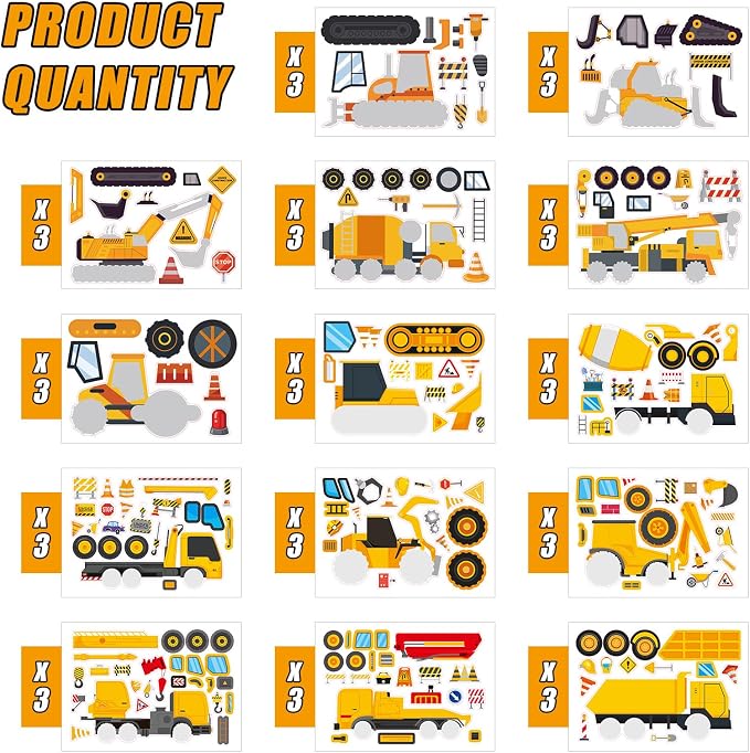 42 Sheets Create Construction Vehicles of Dreams Stickers, Make Your Own Sticker - Image 2