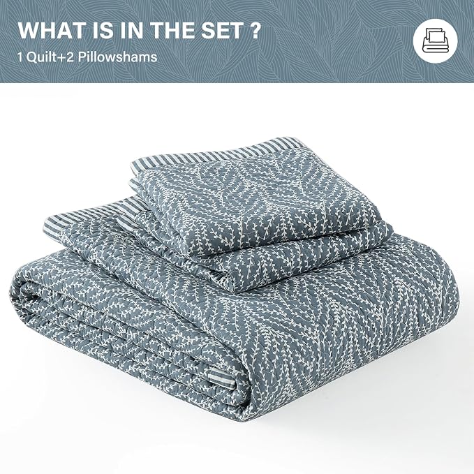 SahSahCasa Quilt Set King Size, 100% Cotton Quilt Bedding Set Bedspread - Image 8