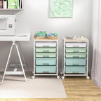 SYKIARIOL Utility Cart with 5 Drawers, Storage Cart with Wooden Tabletop and - Image 7
