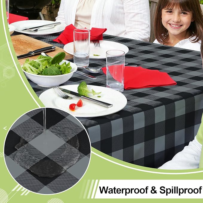 Smiry Rectangle Table Cloth, Waterproof Vinyl Tablecloth - Image 2