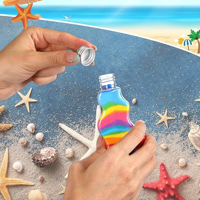 Nuenen 100 Pcs Sand Art Bottles Bulk Wave Shaped Plastic Bottles - Image 4