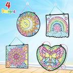 BANBBUR 4 Pcs Window Art Kits for Kids, Gem Arts for Kids Ages 8-12 4-8 - Image 3
