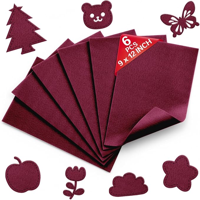Wine Red Soft Felt Sheets for Crafts, 1.6mm Thick, Kids' Crafts, DIY Projects by Grainear