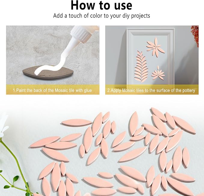 Yoption Petal Mosaic Tiles for Crafts, 200g Flower Leaf Ceramic Tiles Pieces - Image 7