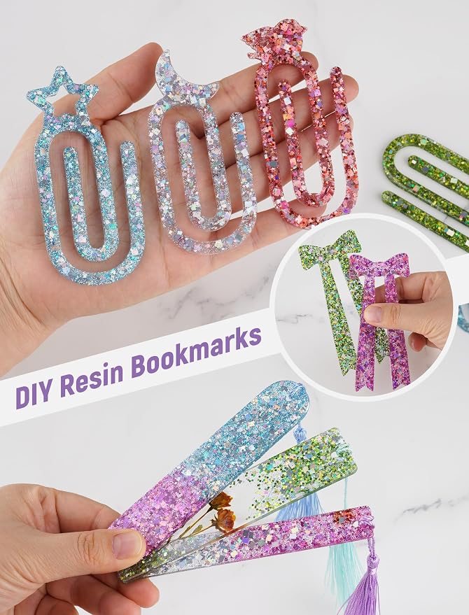 NiArt Silicone Resin Bookmark Mold, 14-Shape DIY Bookmark Making Kit - Image 5