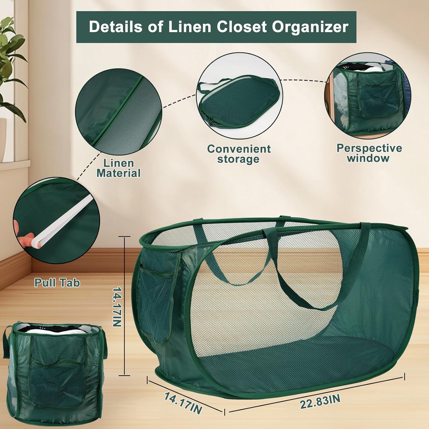 2 Pack Closet Storage Bins, Storage Containers for Closets, Fabric Closet Bins for StorageDecorative ,Collapsible Baskets for Organizing Clothes Toy Nursery (Black/Black)