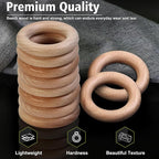 FoDau770 10pcs Natural Beech Wooden Rings, Unfinished Solid Wood Rings Heavy - Image 4