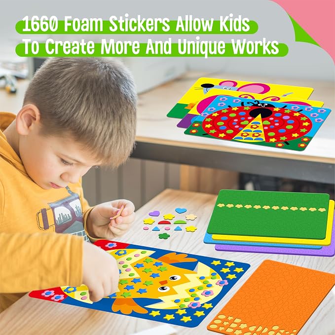 SpriteGru Foam Sticker Art Activity, 20 Farm Animal Art Boards - Image 5