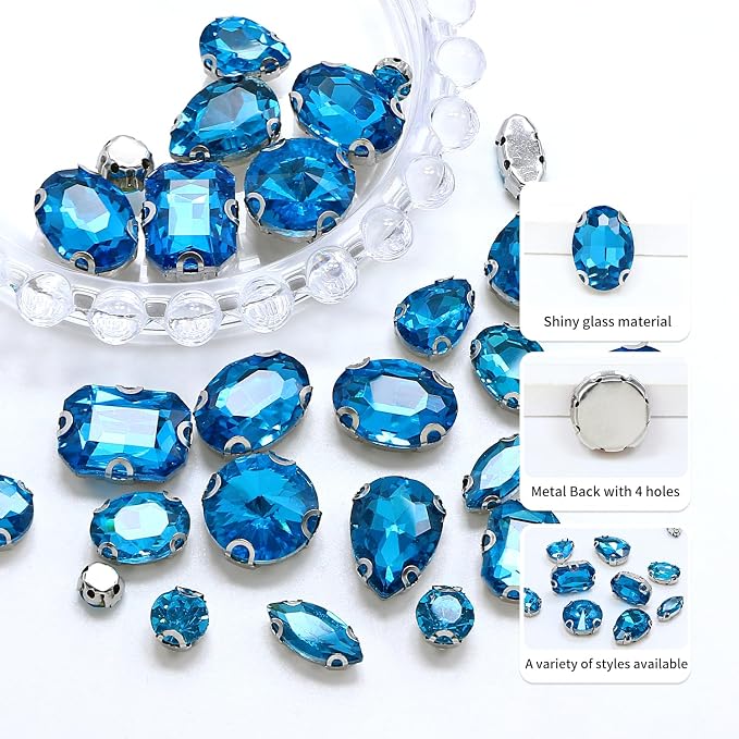 Sew on Rhinestone, Bags and Sewing Accessories，Lake Blue - Image 2
