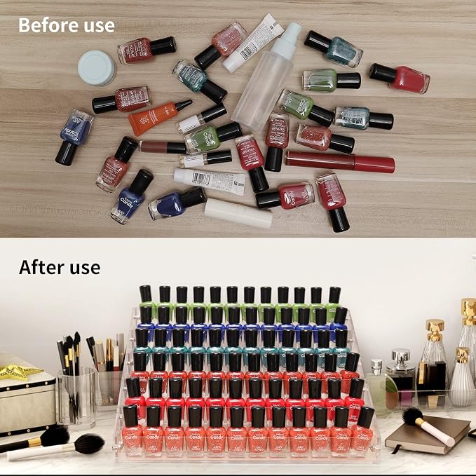 BTremary Clear Nail Polish Paint Organizer Holder Rack Shelf 6 Tier Acrylic - Image 3