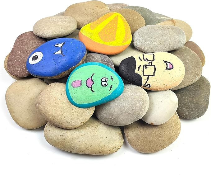 YISZM Large Rocks for Painting, 3-4 Inches Flat Smooth Painting Stones for DIY by YISZM-ForYourNaturalLife