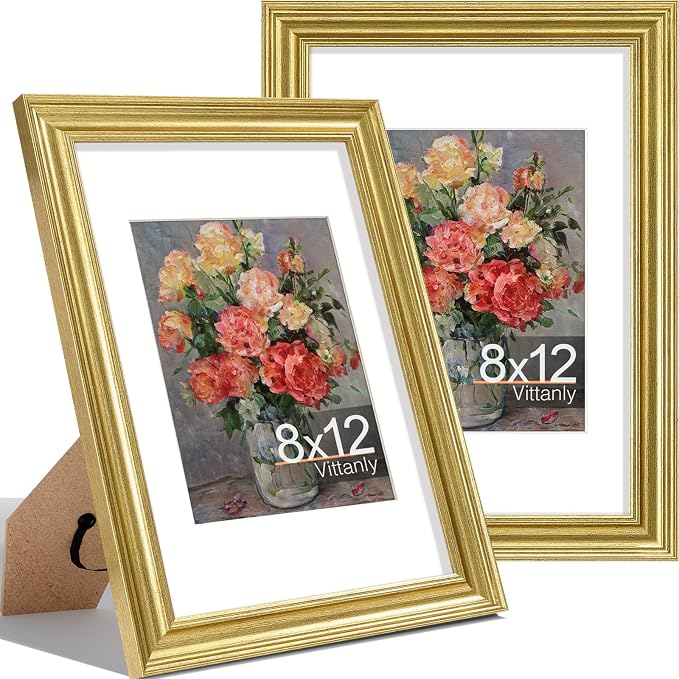 Vittanly 8x12 Picture Frames Set of 2, Ornate Vintage Photo Frame by Vittanly