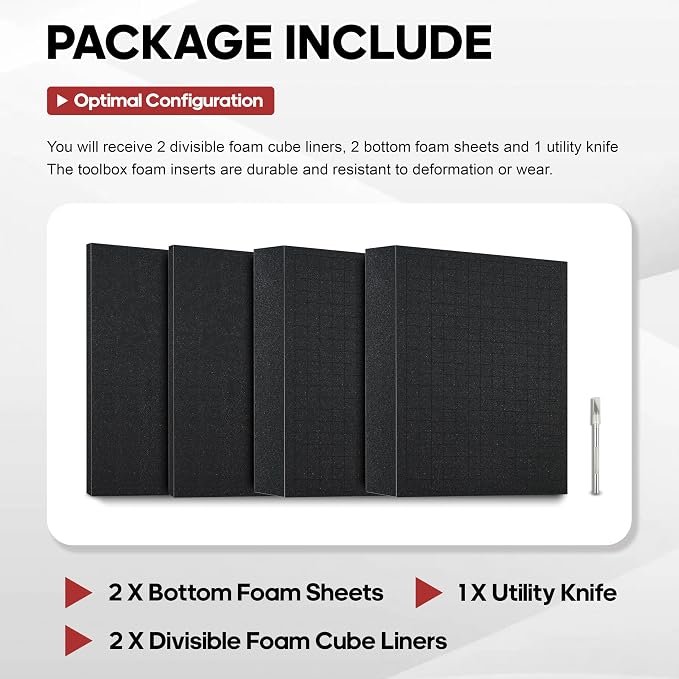 YIYITOOLS 4PCS Pick Apart Foam Insert, Dual-Thickness Case Foam Insert Kit - Image 6