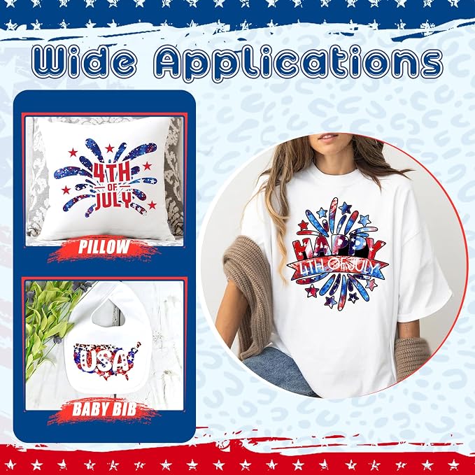 Tintnut USA Flag Heat Transfer Vinyl- 10 Pcs 12x10in Iron on Vinyl | 10x12in - Image 5