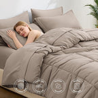 Love's cabin California King Comforter Set Light Brown, 7 Pieces California - Image 3