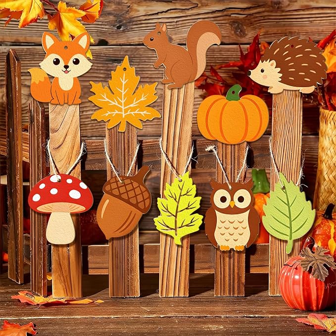 80PCS Wooden Fall Ornaments to Paint Thanksgiving Decorations, 10 Styles DIY - Image 3