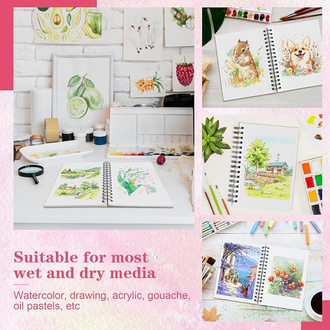 3 Pack 90 Sheet Watercolor Paper Pad 5.5“ x 8.5”, 140lb/300 GSM Cotton Cold - Image 3