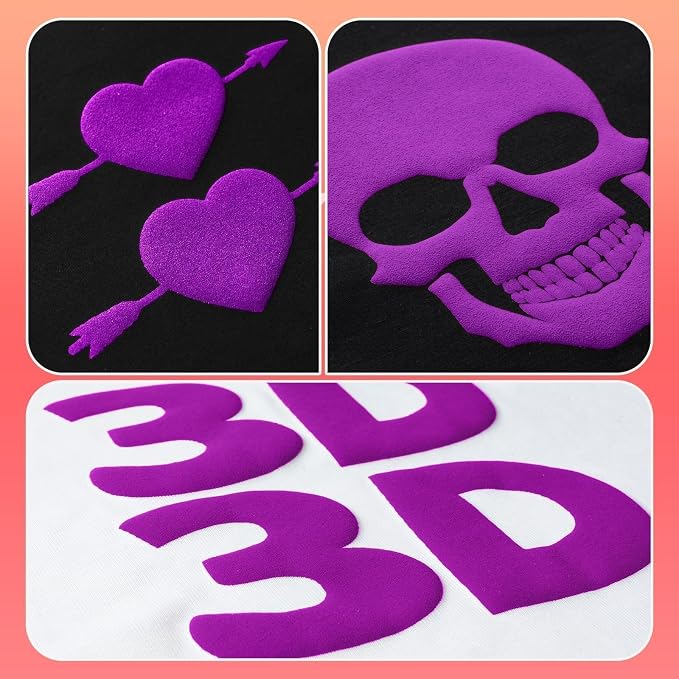 VinylRus Puff Vinyl Heat Transfer -12” x 6ft Purple Puffy 3D Iron on Vinyl - Image 2