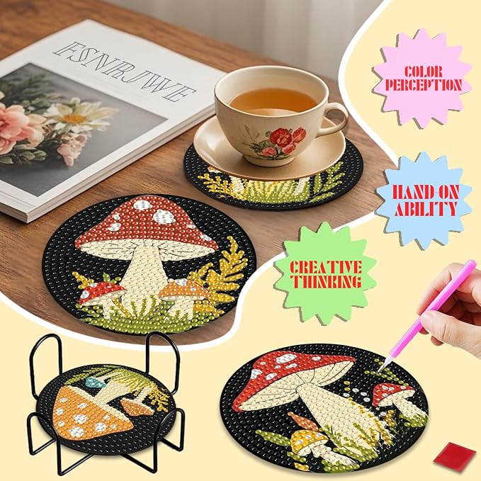 EWJRNSF 6 PCS 5D Diamond Painting Coasters Kits - Image 4