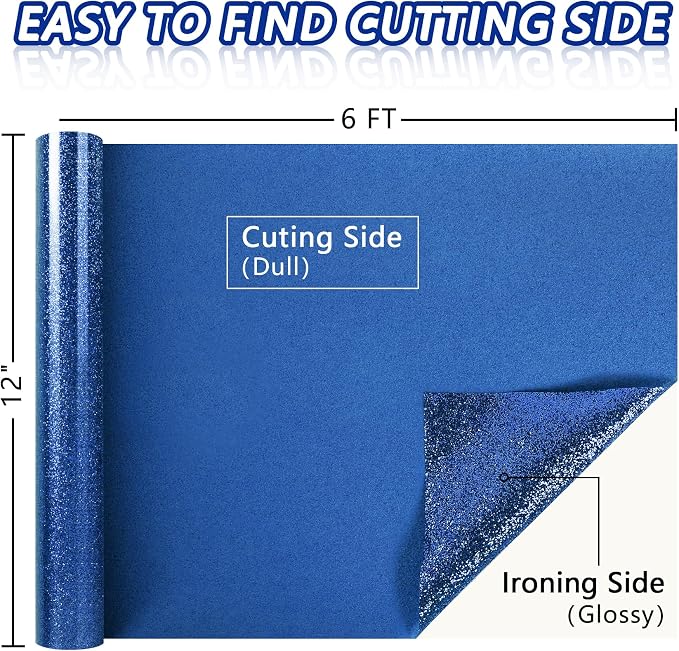 ​TORC Blue Glitter HTV Blue Heat Transfer Vinyl HTV Rolls - Image 3