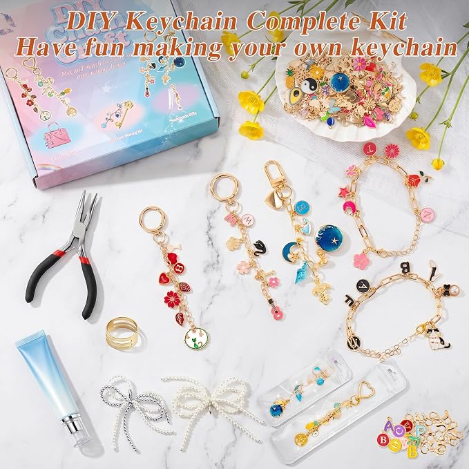 569Pcs Charms Lip Gloss Keychain Making Kit, Bracelet Making Kit, DIY Bag Charm - Image 7