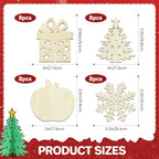 DIY 3D Christmas Wood Crafts to Paint, Unfinished Wooden Table Decorations - Image 2