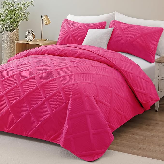 Exclusivo Mezcla Oversized King Quilt Set- Hot Pink Cal King Quilts Bedding Set - Image 2