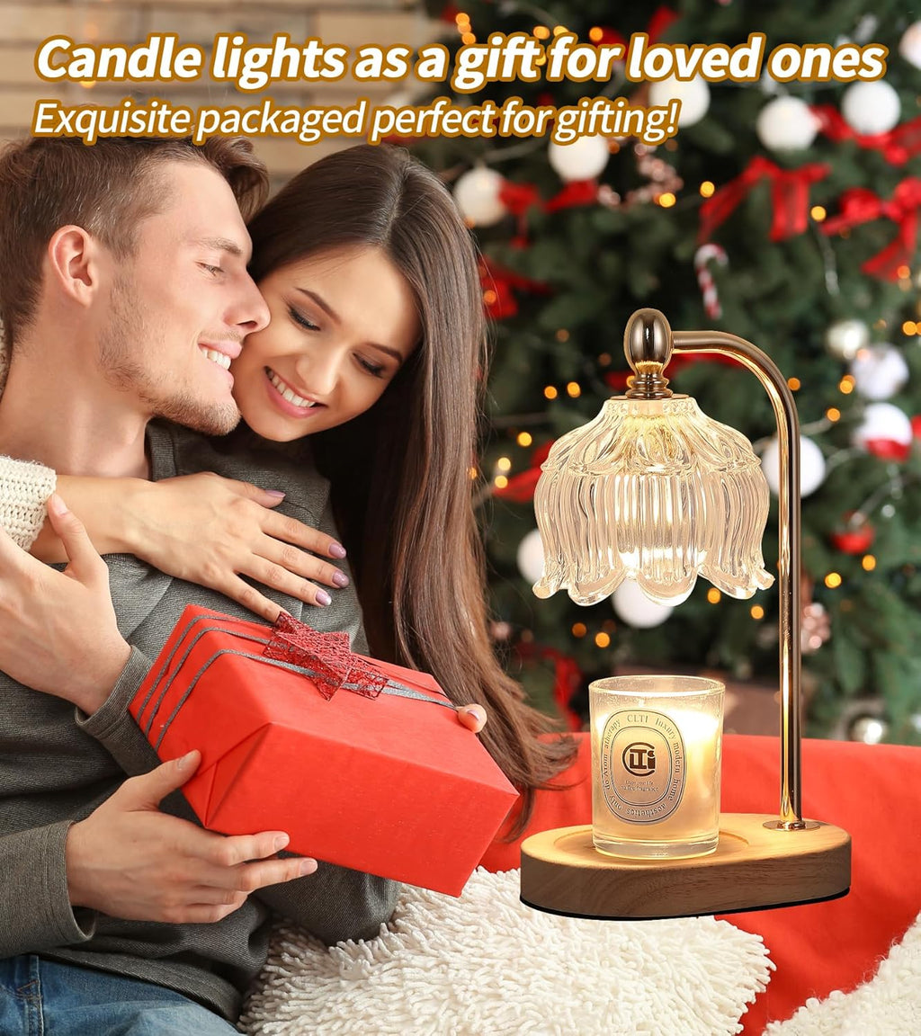 Candle Warmer Lamp with Timer and Dimmer,Electric Gold Light Gifts for Women Melt Wax Warmer Lamp with 2 Bulbs for Candle Jars House Warming New Home Decor Bedroom